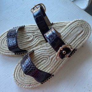ASOS Design Judgement espadrille mules in brown croc SZ 9